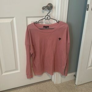 La Hearts long-sleeve shirt. Size is M and color is pink.